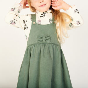 Overgooierjurk met gekruiste bretellen en knoop voor babymeisje 