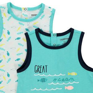 Lot de 2 débardeurs imprimé/uni à print fantaisie 