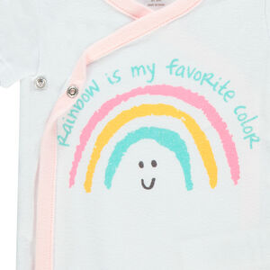 Set van 7 body’s in biokatoen met korte mouwen en gekleurde prints 