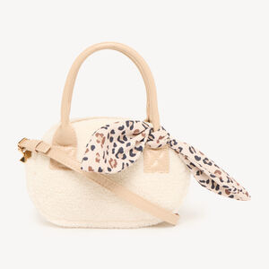 Schoudertas sherpa meisjes met een leopard strik 