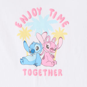 T-shirt met korte mouwen met Stitch en Angel print van Disney voor meisjesbaby. 