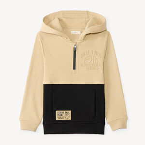 Jongen hoodie met bicolor rits kraag 