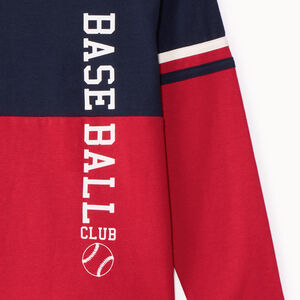 T-shirt met lange mouwen, tweekleurig colour block effect, met sportieve print voor jongens 