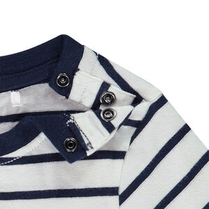 Ensemble 2 pièces t-shirt à rayures + short uni pour bébé garçon 