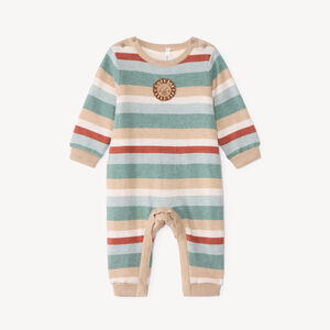 Combinaison tricot rayée bébé garçon broderie lion 