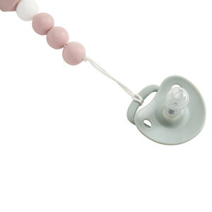 Fopspeenclip in hout en silicone roos 