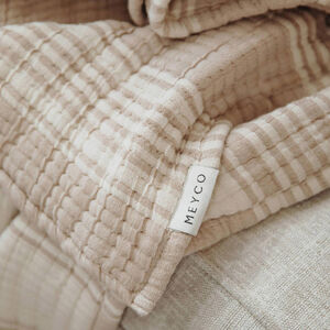 Couverture mousseline prélavée jaquard Stripe - Sand - 100x150 cm 