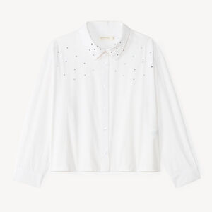 Witte lange mouwen blouse voor meisjes met strasdetails 