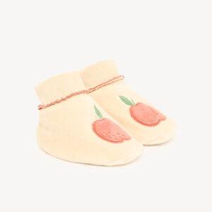 Instappers van velours met appelmotief 