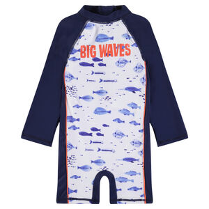 Anti-UV playsuit met motief met vissen "all-over" 