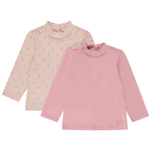 Lot de 2 sous-pulls fantaisie col cheminée pour bébé fille 