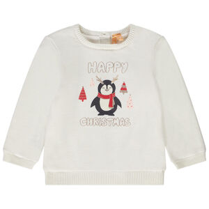 Pull en tricot print pingouin avec détails pailletés pour bébé fille 
