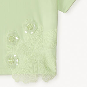T-shirt manches courtes avec grosses fleurs en sequins fille 