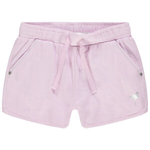 Korte jersey short met flamingo print en folie voor meisjes 