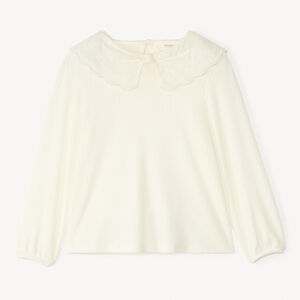 Tunique met lange mouwen en Claudine kraag van Engelse borduurkant voor meisjes 