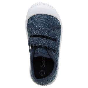 Lage blauwe sneakers van stof met glanzende draadjes van 24 tot 29 