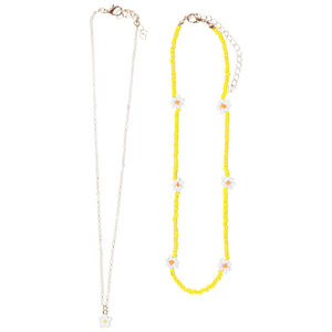 Set van 2 fantasie bloemenhalskettingen voor meisjes 