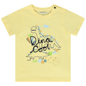 T-shirt in jersey met dierenprint en reliëfboodschap voor baby jongen 