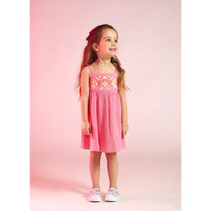 Robe à bretelles avec broderie florale pour bébé fille 
