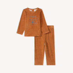 Twee-delige pyjama set voor babyjongen van fluweel met fantasiedruk 