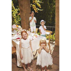 Jurk voor speciale gelegenheden in tule met borduursel + bloomer voor meisjes 