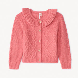 Gilet en tricot torsadé et collerette pour bébé fille 