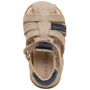 Sandales en cuir montants à empiècements contrastés 