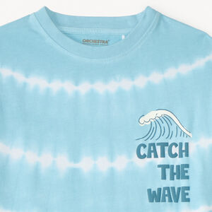 T-shirt met korte mouwen in tie-dye surfprint voor jongens 