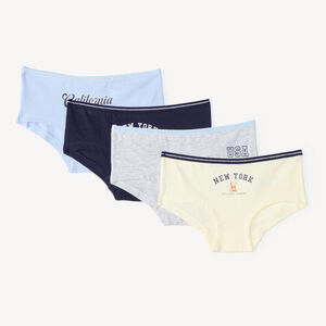 Set van 4 meisjesboxershorts met tekstprints en sierboord 