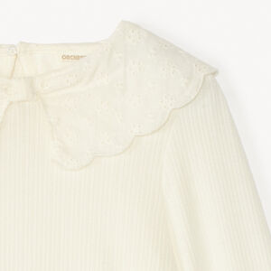 Tunique à manches longues avec col Claudine en broderie anglaise fille 