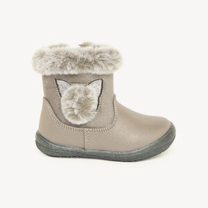 Bottines bébé fille fausse fourrure et pompon 