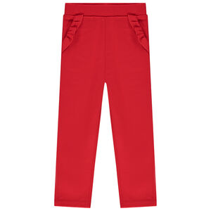 Effen legging van milano met zakken voorzien van volants voor babymeisjes 