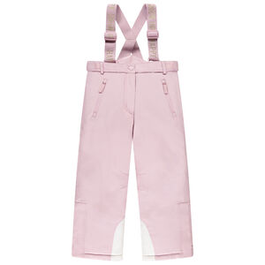 Pantalon de ski uni rose avec bretelles pour fille 