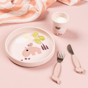 Assiette en silicone avec ventouse Playground Rose 