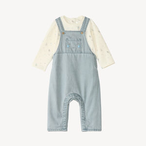 Set van tuinbroek en t-shirt voor babyjongens met robotmotieven 
