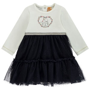 Robe body manches longues effet 2 en 1 bi-matière pour bébé fille 