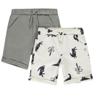 Lot de 2 bermudas molleton fantaisie pour bébé garçon 