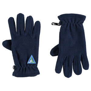 Gants en polaire avec badge en gomme forme triangle 