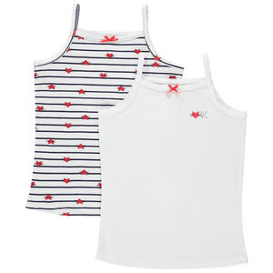 Lot de 2 maillots de corps à fines bretelles unis / imprimés 