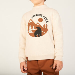 Gebreide trui met bedrukt en sherpa voering voor jongens 