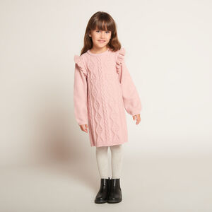 Robe manches longues en tricot uni pour fille 