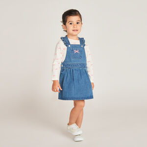 Robe salopette évasée en denim pour bébé fille 