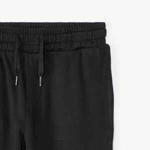 Fleece joggingbroek met borduursel voor jongens in effen antracietkleur 