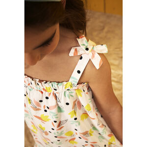 Lange jurk met schouderbanden en bladerenprint voor meisjes 