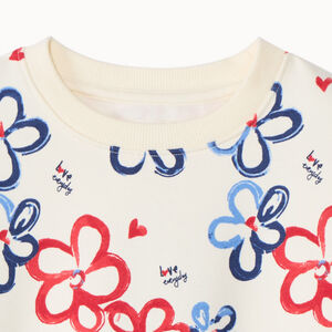 Sweatshirt in fleece met bloemenprint meisjes 