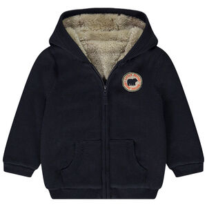 Gebreid vest met kap voor baby jongen 