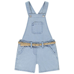 Korte jeanssalopette met opengewerkte riem voor meisjes 