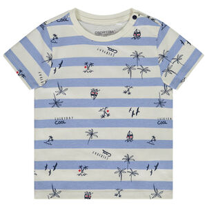 Korte mouwen gestreept T-shirt met maritiem motief voor baby jongen 