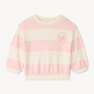 Oversized gestreepte en geborduurde sweat voor babymeisjes 