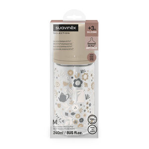 Biberon en verre avec tétine symétrique SX Pro M 240ml Wonderland Beige 